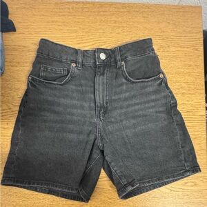 H&M Black Denim Shorts with Branded Waistband